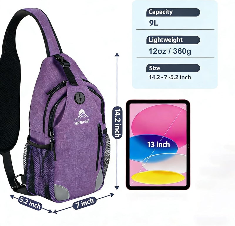 VPBAGE Store Structured Sling Backpack with Oversized Strap Pocket (Fits Power Bank) - Heavy Duty Water Resistant Crossbody Bag for Tech & Travel - Thick Padded Bottom Anti-Theft Daypack (Fits Tablet/Console) - Image 4